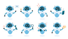Chatbot Functions And Abilities Flat Vector Illustrations Set
