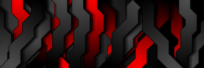 Red and black abstract technology vector background