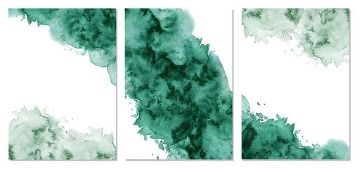 Wall Mural - Watercolor green background Hand drawn abstract texture