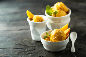 Homemade mango ice cream or sorbet