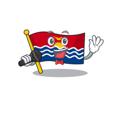 Sticker - Cute cartoon Singing flag kiribati Scroll with a microphone