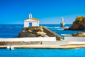 Wall Mural - View of Andros, beautiful island in the Cyclades, Greece