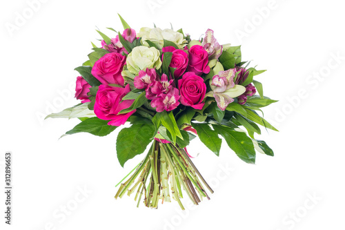 Cuadros en Lienzo bouquet of flowers isolated on white