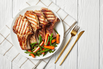 Canvas Print - Grilled pork loin cutlets on a plate