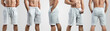 Mockup of white shorts on a man on an isolated background.