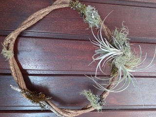 Handicraft made with liana and moss, living plants, at Plenitude Site in Jambeiro - SP, Brazil.