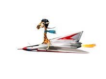 Funny Giraffe Pilot Fly Supersonic Jet Plane Fast