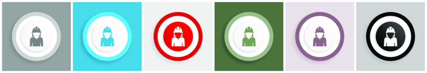 Poster - Engineer icon, worker, manager, employe vector illustrations in 6 colors options for web design and mobile applications in eps 10