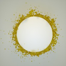 Yellow Water Splash Ring Around Circle Shape On White