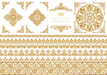 Wall Mural - set of decorative design elements. floral frames and borders.