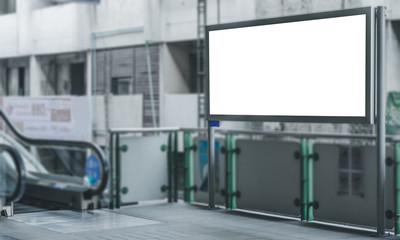 Wall Mural - blank billboard white screen led perspective outdoor for advertising display front escalator metro i