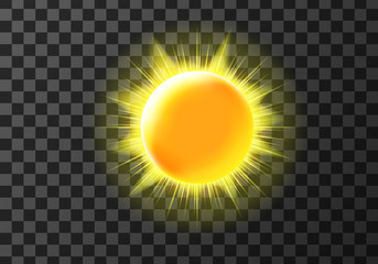 sun disk with rays, weather meteo icon cartoon vector illustration. yellow shiny sun with radiant li