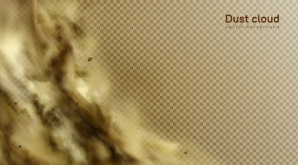 Wall Mural - desert sandstorm, brown dusty cloud or dry sand flying with gust of wind, big explosion realistic te