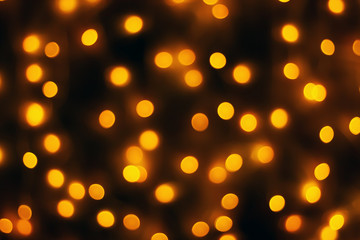 Abstract blur golden bokeh light Christmas holiday background