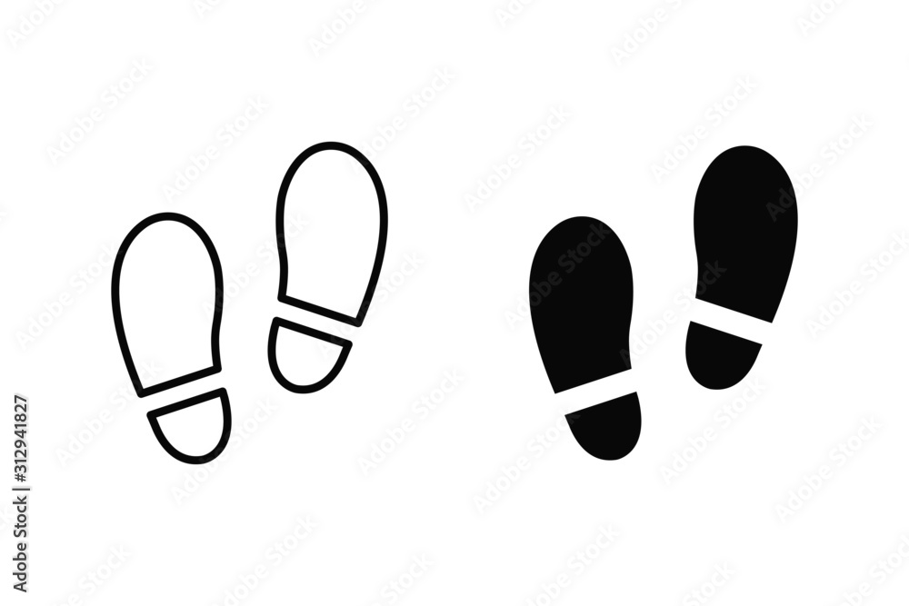 vector illustration of footprint isolated icon. shoe, foot, step flat simple symbol - obrazy, fototapety, plakaty 