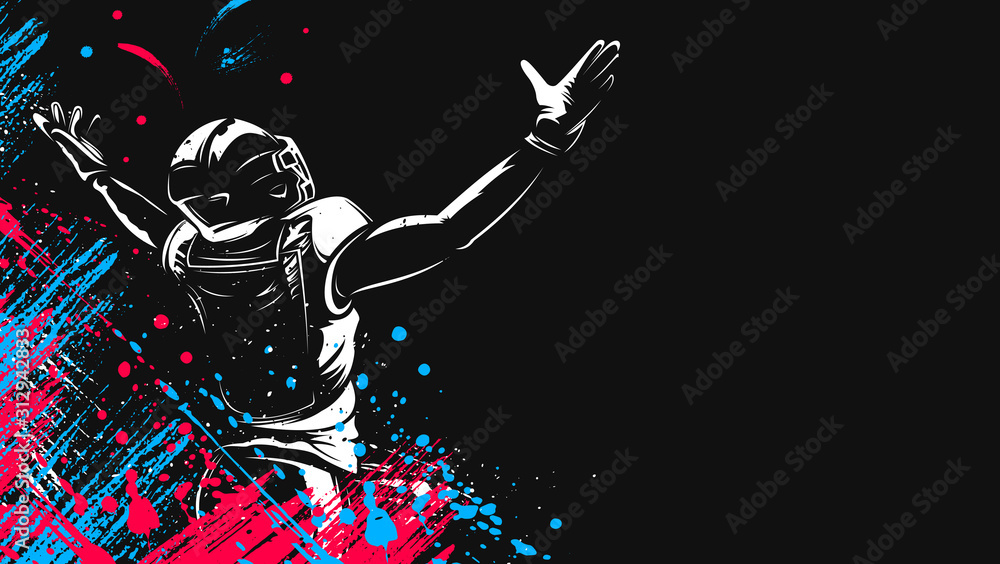 American football player. Quarterback isolated on white. Super bowl sport theme vector illustration. - obrazy, fototapety, plakaty 