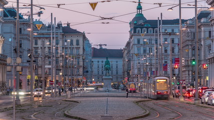 Poster - Monument to Schwarzenberg on Schwarzenbergplatz square day to night timelapse in Vienna. Austria