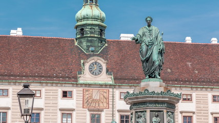 Poster - Statue of Kaiser Franz Joseph I timelapse at the Hofburg Palace in Vienna.