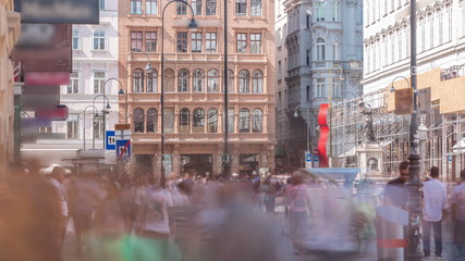 Poster - People is walking in Graben St. timelapse, old town main street of Vienna, Austria.