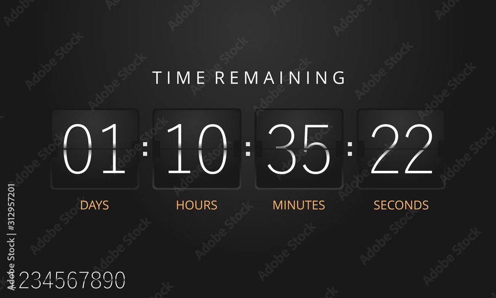 Flip countdown timer template. Vector. - obrazy, fototapety, plakaty 