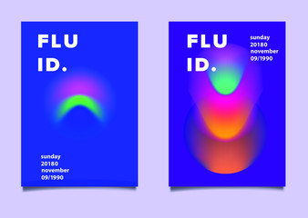 Aufkleber - Abstract futuristic posters with composition of neon blurry circles. Retrofuturistic style flyer template for music or club event.