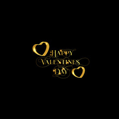 Sticker - Golden happy valentines day with love and glitter