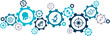 virology / virus research and therapy interconnected icon concept – microbiology research / laboratory diagnostics / disease outbreak: vector illustration