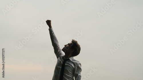 Cuadros en Lienzo Young businessman celebrating success