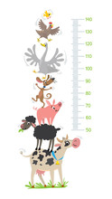 Funny Farm Animals Meter Wall Or Height Chart