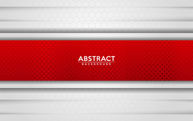 Wall Mural - modern abstract white and red background with 3d overlap layers effect.