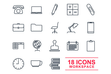 Aufkleber - Set workspace icon template color editable. workspace pack symbol vector sign isolated on white background illustration for graphic and web design.