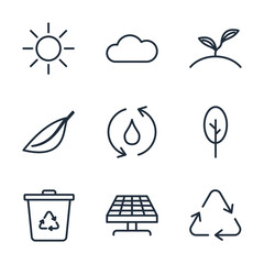 Poster - Set Ecology icon template color editable. Ecology pack symbol vector sign isolated on white background illustration for graphic and web design.