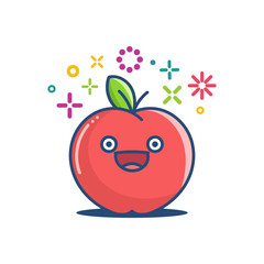 Wall Mural - kawaii smiling apple emoticon cartoon illustration