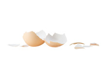 Broken Egg Shells On A White Background.