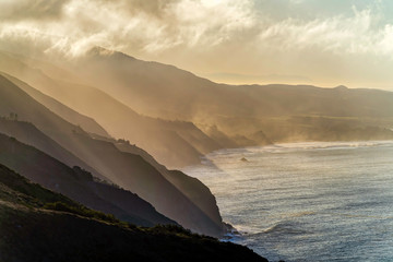 Wall Mural - Coastal Range of Mountains, Light, clouds 