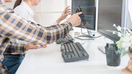 Wall Mural - programmer working in a software development and coding technologies. website design.technology conc