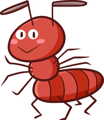 Wall Mural - Funny and cute brown ant standing and smiling