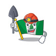 Cool clever Miner flag norfolk island cartoon character design