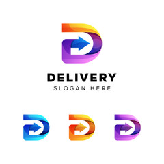 delivery logo, letter d with  arrow logo