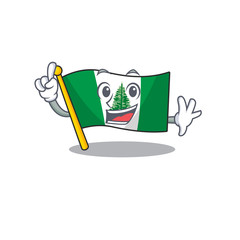 Sticker - One Finger flag norfolk island in mascot cartoon character style