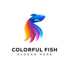 awesome colorful fish logo template, beauty fish logo, abstract fish logo, modern fish logo