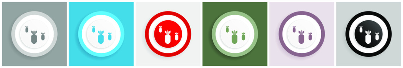 Aufkleber - Bomb icon, war, military, weapon vector illustrations in 6 colors options for web design and mobile applications in eps 10