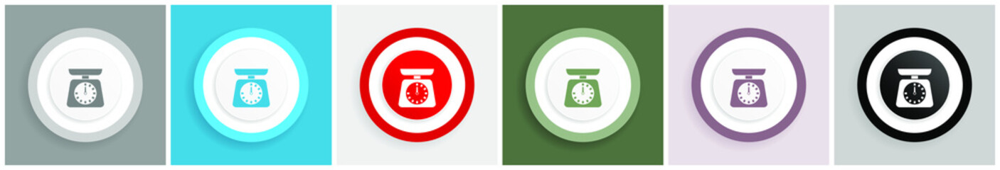 Poster - Kitchen weight icon, scale, measure, measurement vector illustrations in 6 colors options for web design and mobile applications in eps 10