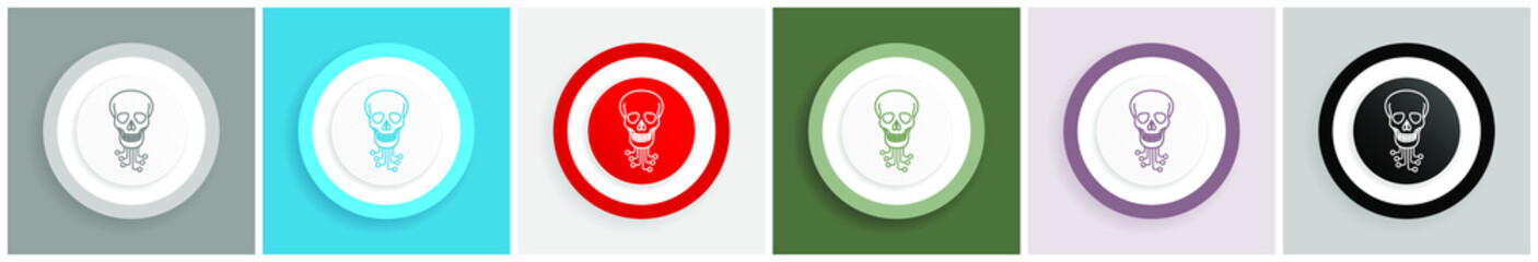 Aufkleber - Hack icon, virus, circuit, skull, hacker vector illustrations in 6 colors options for web design and mobile applications in eps 10