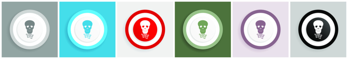 Aufkleber - Hack icon, virus, circuit, skull, hacker vector illustrations in 6 colors options for web design and mobile applications in eps 10