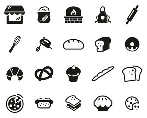 Poster - Bakery Or Bakehouse Icons Black & White Set Big