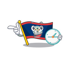 Wall Mural - cartoon character style flag belize having clock