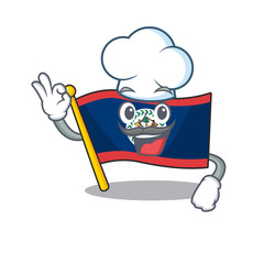 Wall Mural - Flag belize cartoon character wearing costume of chef and white hat