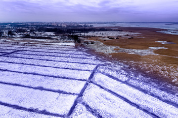 Wall Mural - Cold winter landscape in evening time.