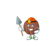 Cool clever Miner chocolate praline ball cartoon character design